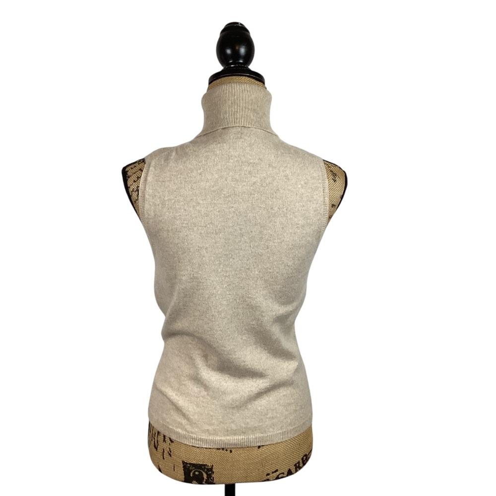 Ann Taylor Cashmere Sweater Womans Small  Sleeveless Cream Turtleneck - Picture 3 of 9
